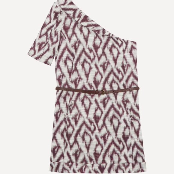 Ba&sh Alba Asymmetrical One Shoulder Cocktail Dress with Belt Graphic Print - Picture 5 of 8